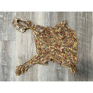 New w/o tags Floral top yellow flattering button down tank top size L